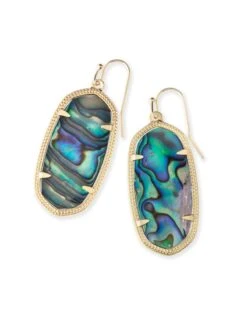 Elle Gold Drop Earrings In Abalone Shell