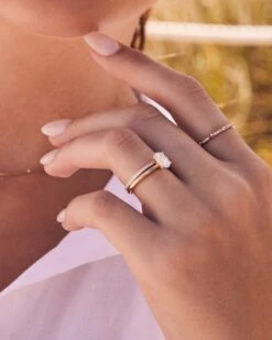 Angelina 14k Yellow Gold Band Ring In White Diamond -Jewelry Shop Kendra Scott Angelina Band Ring White Diamond Yellow Gold 00 1