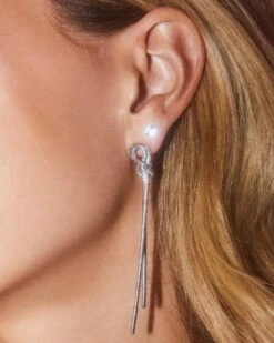 Annie Linear Earrings In Silver -Jewelry Shop Kendra Scott Annie Linear Earring Rhodium 00