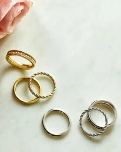 Arya Silver Ring Set In White Pearl -Jewelry Shop Kendra Scott Arya Ring Set Rhodium 00