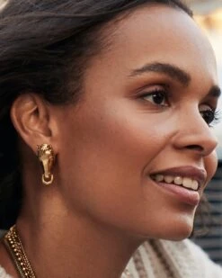 Beau Statement Earring In Vintage Gold -Jewelry Shop Kendra Scott Beau Statement Stud Earring Vintage Gold 00