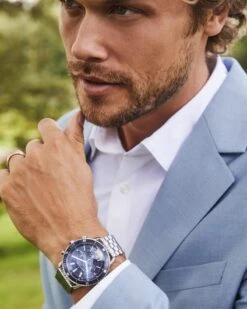 Beck Stainless Steel 44mm Chronograph Watch In Blue -Jewelry Shop Kendra Scott Beck 44m Chronograph Watch Blue Stainless Steel 01