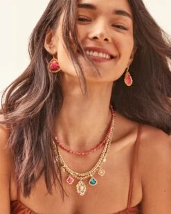 Brielle Convertible Gold Charm Necklace In Multi Mix -Jewelry Shop Kendra Scott Brielle Convertible Charm Necklace Multi Mix Gold 00