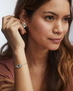 Elaina Silver Adjustable Chain Bracelet In Dichroic Glass 8 Elaina Silver Adjustable Chain Bracelet In Dichroic Glass -Jewelry Shop Kendra Scott Elaina Chain Bracelet Rhodium Dichroic Glass 01