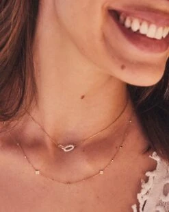 Elisa 14k Yellow Gold Interlocking Pendant Necklace In White Diamond -Jewelry Shop Kendra Scott Elisa Interlocking Necklace Yellow Gold 00