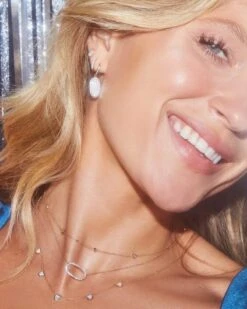 Lee Earrings In Pave Diamond And 14k Yellow Gold -Jewelry Shop Kendra Scott Elisa Open Frame Necklace Yellow Gold 00 1