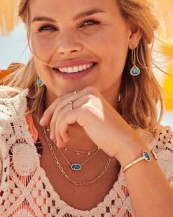 Elton Gold Cuff Bracelet In Teal Abalone -Jewelry Shop Kendra Scott Elton Cuff Bracelet Teal Abalone Gold 00