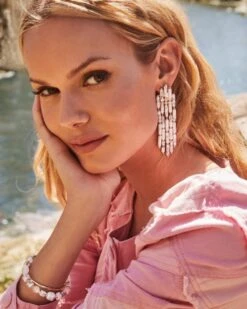 Ember Gold Statement Earrings In White Howlite -Jewelry Shop Kendra Scott Ember Statement Earring White Howlite Gold 04