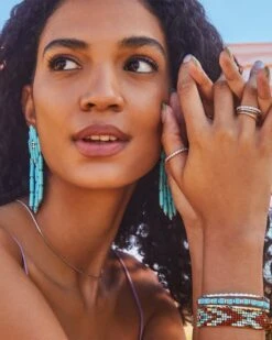 Ember Silver Triple Cuff Bracelet In Variegated Turquoise Magnesite -Jewelry Shop Kendra Scott Ember Triple Cuff Bracelet Turquoise Rhodium 02