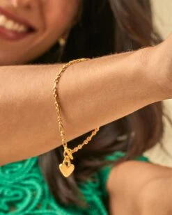 Heart Padlock Chain Bracelet In 18k Gold Vermeil -Jewelry Shop Kendra Scott Heart Padlock Chain Bracelet Gold Vermeil 00