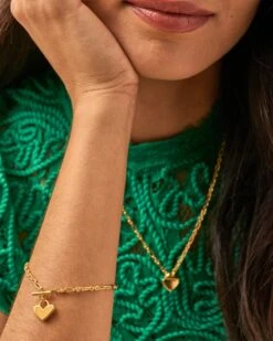 Heart Padlock Chain Bracelet In 18k Gold Vermeil -Jewelry Shop Kendra Scott Heart Padlock Chain Bracelet Gold Vermeil 01