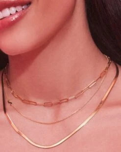 Herringbone Chain Necklace In 18k Gold Vermeil -Jewelry Shop Kendra Scott Herringbone Chain Necklace Gold Vermeil 00 2