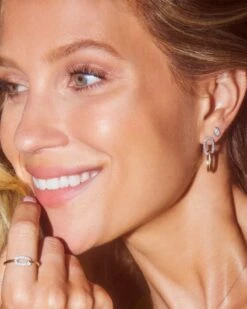 Elisa 14k Yellow Gold Interlocking Drop Earrings In White Diamond -Jewelry Shop Kendra Scott Interlocking Elisa Drop Earrings Yellow Gold 00