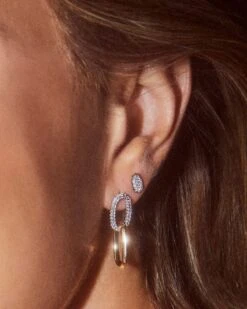 Elisa 14k Yellow Gold Interlocking Drop Earrings In White Diamond -Jewelry Shop Kendra Scott Interlocking Elisa Drop Earrings Yellow Gold 01