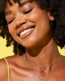 Isabella 14k Yellow Gold Pendant Necklace In White Diamond, .18ct -Jewelry Shop Kendra Scott Isabella Pendant Necklace Yellow Gold 00