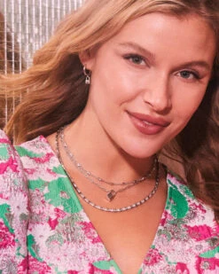 Jess Small Lock Chain Necklace In Silver -Jewelry Shop Kendra Scott Jessie Tiny Locket Necklace Rhodium 01