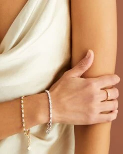 Juliette Gold Delicate Chain Bracelet In White Crystal -Jewelry Shop Kendra Scott Juliette Chain Bracelet Gold 03