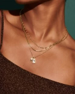 Kinsley Gold Multi Strand Necklace In Ivory Mother-of-Pearl -Jewelry Shop Kendra Scott Kinsley Multi Strand Necklace Ivory MOP Gold 00