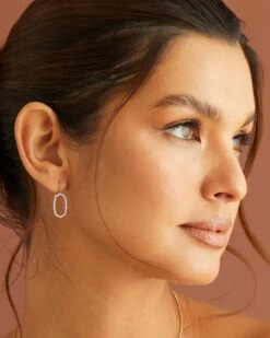 Lee 14k Yellow Gold Open Frame Earrings In White Diamond -Jewelry Shop Kendra Scott Lee Open Frame Earrings 14k Yellow Gold 00