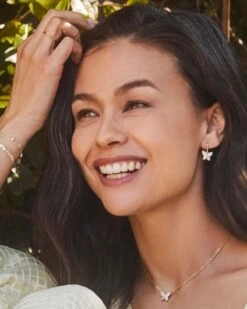 Lillia Crystal Butterfly Gold Pendant Necklace In White Crystal -Jewelry Shop Kendra Scott Lillia Butterfly Pendant Necklace White Crystal Gold 00