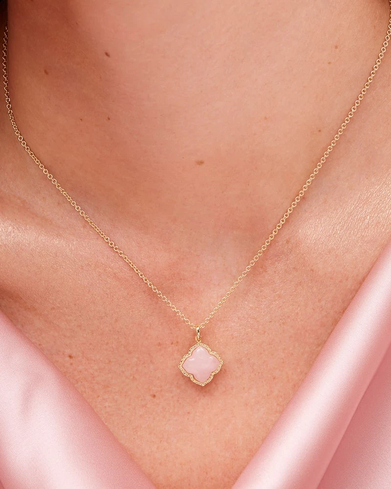 Mallory Gold Pendant Necklace In Rose Quartz 4 Mallory Gold Pendant Necklace In Rose Quartz - Image 2