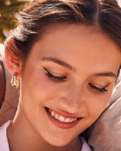 Meg Double Hoop Earrings In Mixed Metal -Jewelry Shop Kendra Scott Meg Double Hoop Mixed Metal 01