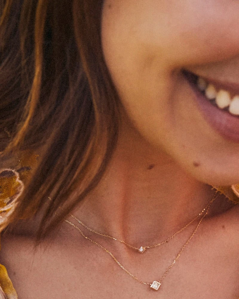 Michelle 14k Yellow Gold Pendant Necklace In White Diamond, .16ct 5 Michelle 14k Yellow Gold Pendant Necklace In White Diamond, .16ct - Image 3