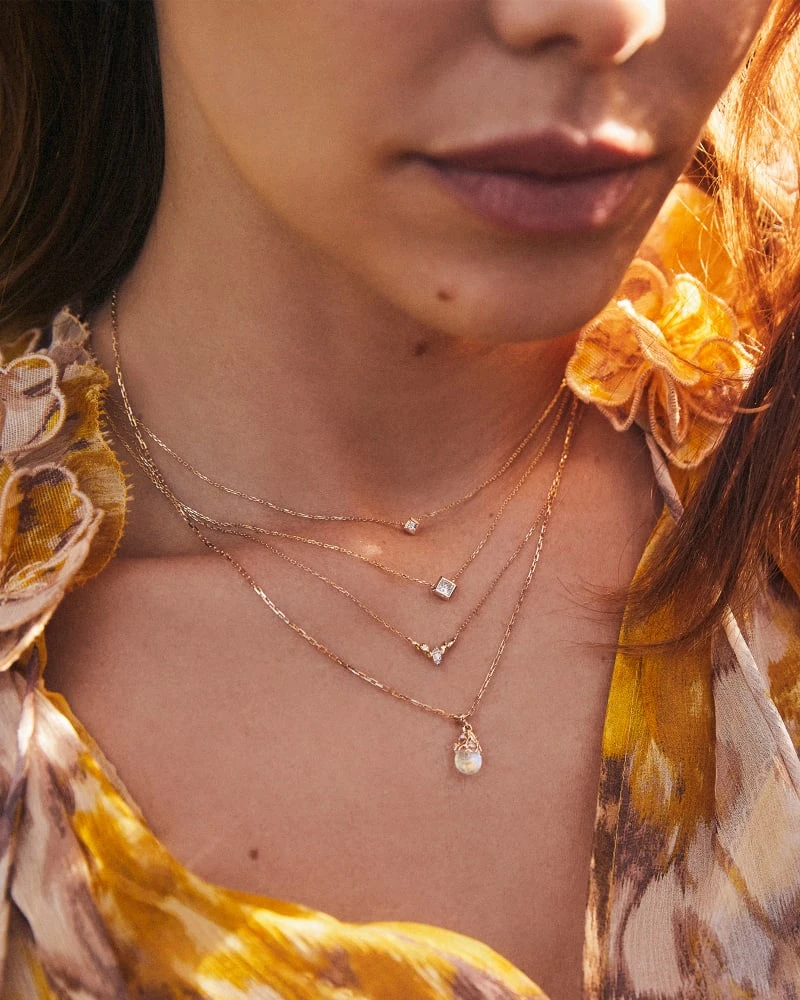 Michelle 14k Yellow Gold Pendant Necklace In White Diamond, .16ct 6 Michelle 14k Yellow Gold Pendant Necklace In White Diamond, .16ct - Image 4