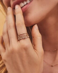 Posey 14k Yellow Gold Band Ring In White Diamonds -Jewelry Shop Kendra Scott Posey Band Ring Yellow Gold 00
