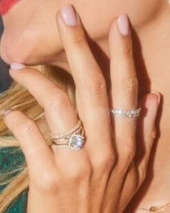 Remi 14k Yellow Gold Band Ring In White Diamonds -Jewelry Shop Kendra Scott Remi Band Ring Yellow Gold 00 1