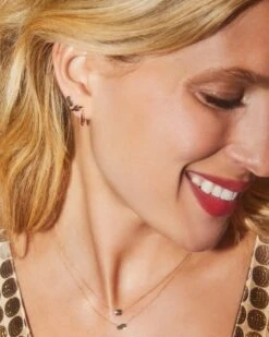 Stella 14k Yellow Gold Stud Earrings In Black Diamond -Jewelry Shop Kendra Scott Stella Stud Earring Black Diamond Yellow Gold 01