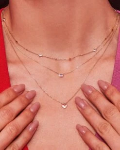 Tiny Heart Padlock 14k Yellow Gold Pendant Necklace In White Diamond -Jewelry Shop Kendra Scott Tiny Heart Padlock Yellow Gold 00