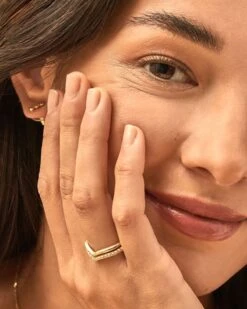 Wishbone Gold Ring Set In White Crystal -Jewelry Shop Kendra Scott Wishbone Ring Set White Crystal Gold 00