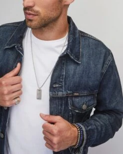 Dog Tag Necklace In Oxidized Sterling Silver -Jewelry Shop dog tag necklace 2