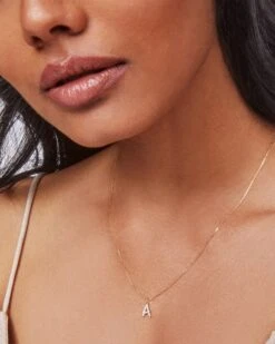 Diamond Letter A Pendant Necklace In 14k Yellow Gold 8 Diamond Letter A Pendant Necklace In 14k Yellow Gold -Jewelry Shop kendra scott 14k yellow gold letter a charm white diamond 1