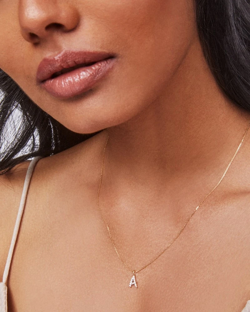 Diamond Letter A Pendant Necklace In 14k Yellow Gold 5 Diamond Letter A Pendant Necklace In 14k Yellow Gold - Image 3