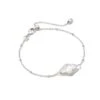 Abbie Silver Satellite Chain Bracelet In Ivory Mother-of-Pearl -Jewelry Shop kendra scott abbie satellite chain bracelet rhodium ivory mother of pearl 00