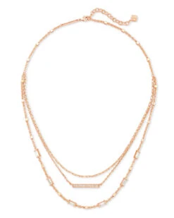 Addison Triple Strand Necklace In Rose Gold -Jewelry Shop kendra scott addison multistrand necklace rose gold white cz 01 lg