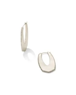 Adeline Hoop Earrings In Silver -Jewelry Shop kendra scott adeline hoop earrings rhodium 00