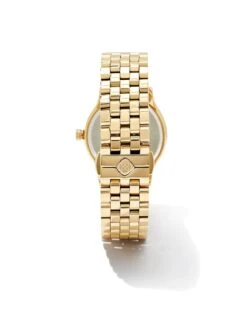 Alex Gold Tone Stainless Steel 35mm Diamond Dial Watch In Ivory Mother-of-Pearl -Jewelry Shop kendra scott alex 35mm diamond dial watch gold ivory mop 01