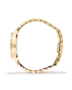 Alex Gold Tone Stainless Steel 35mm Diamond Dial Watch In Ivory Mother-of-Pearl -Jewelry Shop kendra scott alex 35mm diamond dial watch gold ivory mop 02