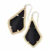 Alex Gold Drop Earrings In Black Opaque Glass -Jewelry Shop kendra scott alex gold drop earrings in black 00 default lg