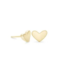 Ari Heart Stud Earrings In 18k Gold Vermeil -Jewelry Shop kendra scott ari earring gold 01 lg