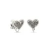 Ari Heart Silver Stud Clip On Earrings In Platinum Drusy 2 Ari Heart Silver Stud Clip On Earrings In Platinum Drusy -Jewelry Shop kendra scott ari heart clip on earring stud rhodium brass platinum drusy 00 lg