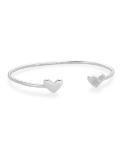 Ari Heart Sterling Silver Cuff Bracelet In White Diamond -Jewelry Shop kendra scott ari heart cuff bracelet sterling silver white diamond 01 lg