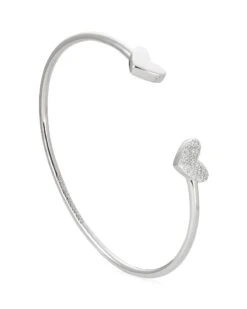 Ari Heart Sterling Silver Cuff Bracelet In White Diamond -Jewelry Shop kendra scott ari heart cuff bracelet sterling silver white diamond 02 lg
