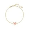 Ari Heart Gold Chain Bracelet In Dichroic Glass -Jewelry Shop kendra scott ari heart delicate chain bracelet gold dichroic glass 00 lg