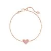 Ari Heart Rose Gold Chain Bracelet In Light Pink Drusy -Jewelry Shop kendra scott ari heart delicate chain bracelet rose gold pink drusy 00