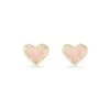 Ari Heart Gold Stud Earrings In Rose Quartz