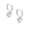 Ari Heart Silver Huggie Earrings In Ivory Mother-of-Pearl -Jewelry Shop kendra scott ari heart huggie earring rhodium ivory mother of pearl 00 lg